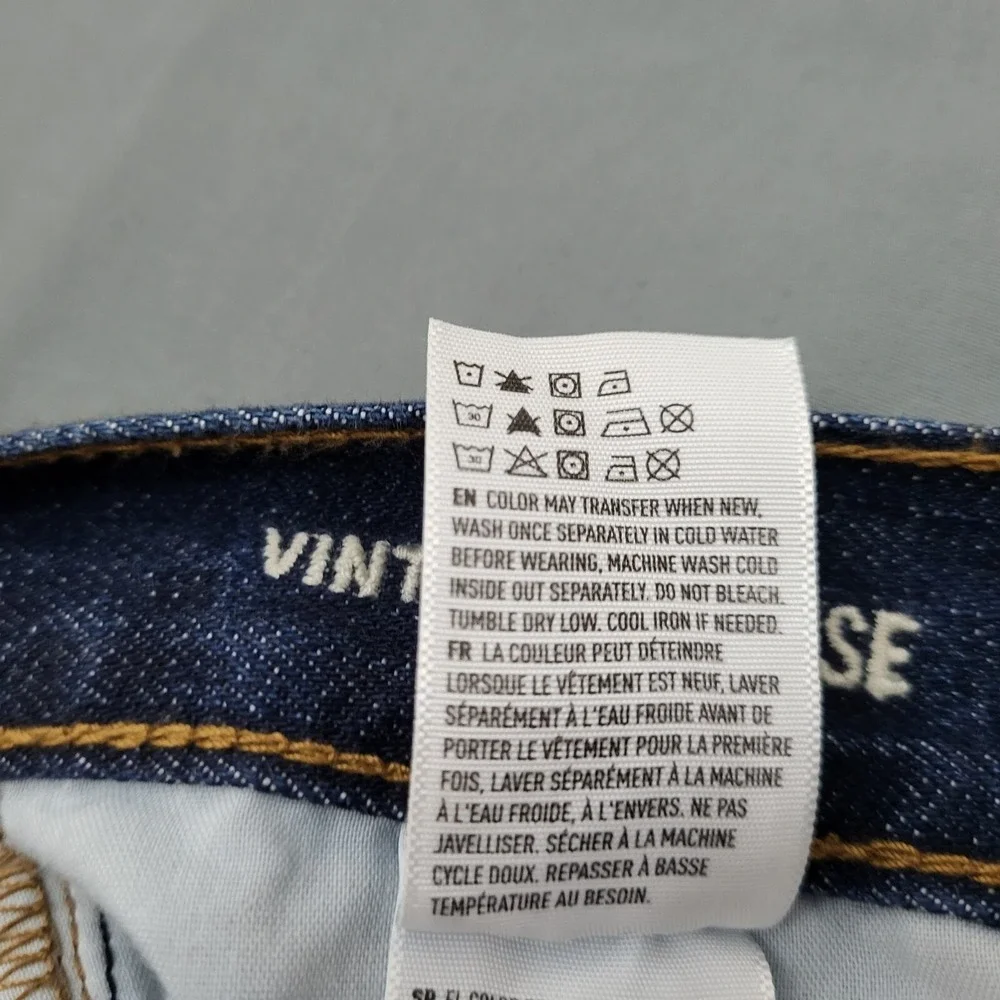 American Eagle Vintage Hi-Rise Button Fly Straight Leg Jeans Dark Wash Womens 4‎